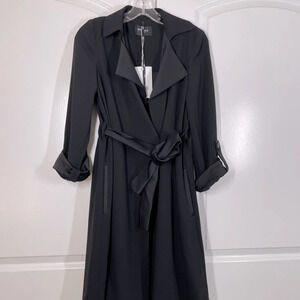 Marella Parata Black Tuxedo Trench Coat size 2